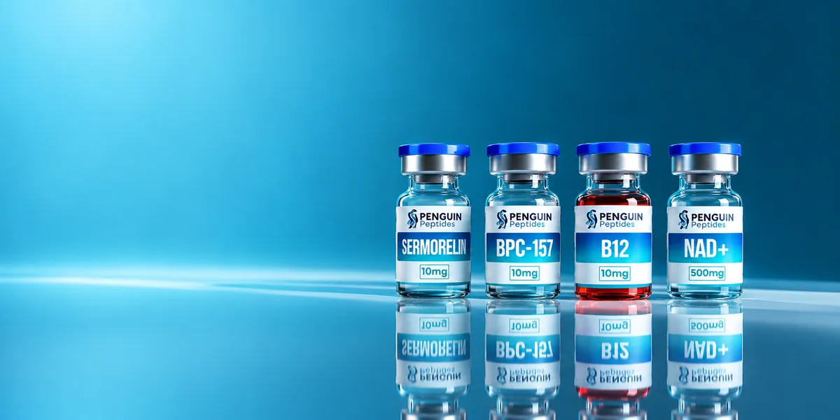Penguin Peptides branded research compound vials